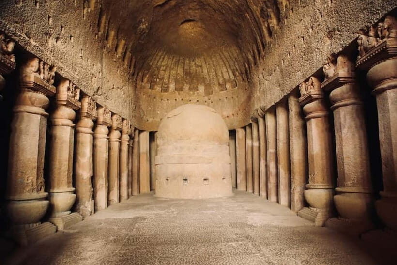 Mumbai: Buddhist Kanheri Caves with Golden Pagoda Temple - Global Vipassana Pagoda: Golden architecture, peace symbolism, and meditation context