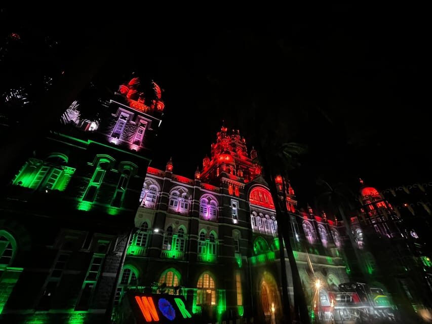 Mumbai Night Lights & Iconic Sights Tour - Chhatrapati Shivaji Maharaj Terminus (Victoria Terminus) at night